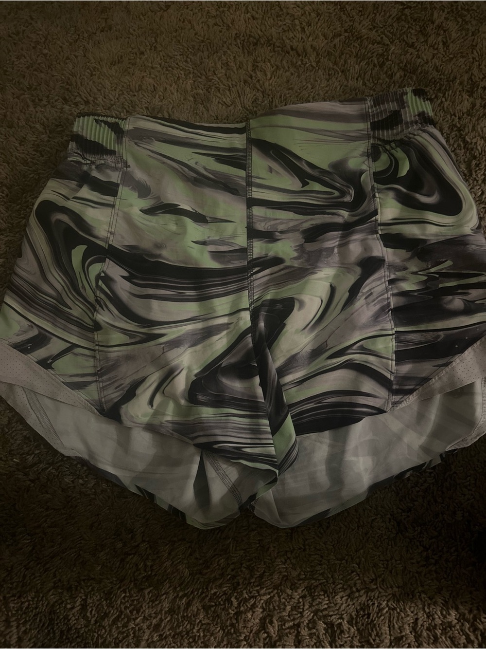 lululemon athletica Marble Swirl Mint and Black Athletic Shorts